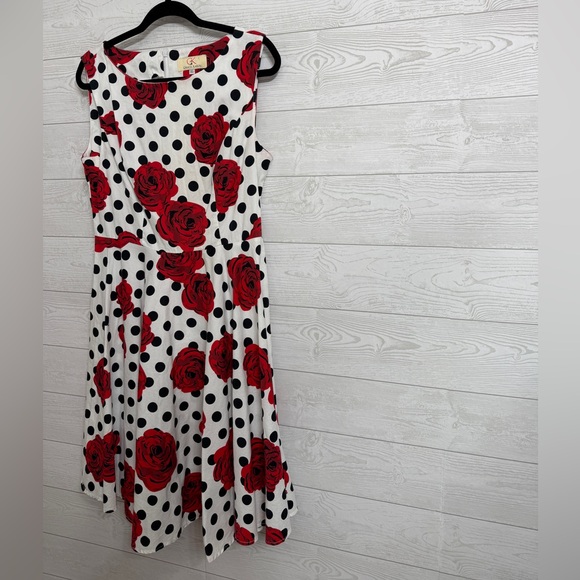 Grace Karin Women’s Vintage Red Rose Polka Dot Sleeveless Dress. Size Xl - Picture 3 of 8